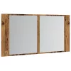 Antik fa színű szerelt fa tükrösszekrény LED-del 90x12x45 cm