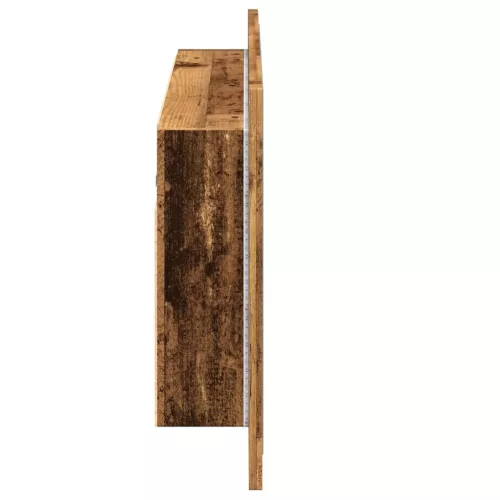 Antik fa színű szerelt fa tükrösszekrény LED-del 90x12x45 cm