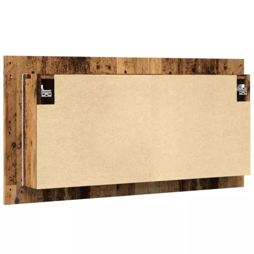 Antik fa színű szerelt fa tükrösszekrény LED-del 90x12x45 cm