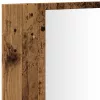 Antik fa színű szerelt fa tükrösszekrény LED-del 90x12x45 cm
