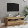 Kézműves tölgy szerelt fa TV-szekrény LED-ekkel 100x35x40 cm