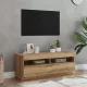 Kézműves tölgy szerelt fa TV-szekrény LED-ekkel 100x35x40 cm