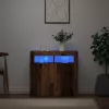 Antik fa színű szerelt fa tálalószekrény LED-ekkel 80x35x75 cm