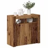 Antik fa színű szerelt fa tálalószekrény LED-ekkel 80x35x75 cm
