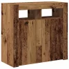 Antik fa színű szerelt fa tálalószekrény LED-ekkel 80x35x75 cm