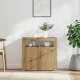 Kézműves tölgy szerelt fa tálalószekrény LED-ekkel 80x35x75 cm