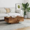 Antik fa színű szerelt fa dohányzóasztal 85 x 55 x 31 cm