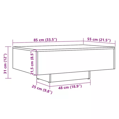 Antik fa színű szerelt fa dohányzóasztal 85 x 55 x 31 cm