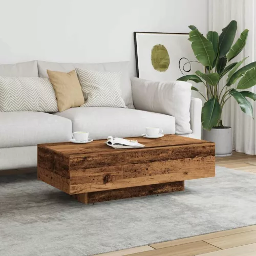 Antik fa színű szerelt fa dohányzóasztal 100x49,5x31 cm