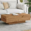 Kézműves tölgy színű szerelt fa dohányzóasztal 100x49,5x31 cm
