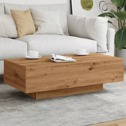 Kézműves tölgy színű szerelt fa dohányzóasztal 100x49,5x31 cm