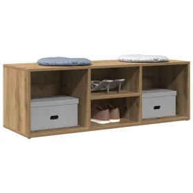   Kézműves tölgy színű szerelt fa cipőtároló pad 105 x 35 x 35 cm