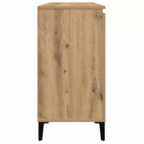 Kézműves tölgy színű szerelt fa tálalószekrény 102 x 35 x 70 cm