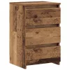 2 db antik fa színű szerelt fa éjjeliszekrény 40x35x62,5 cm