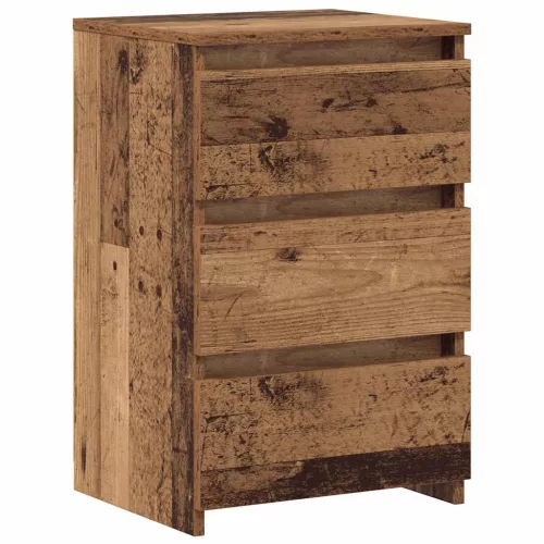 2 db antik fa színű szerelt fa éjjeliszekrény 40x35x62,5 cm