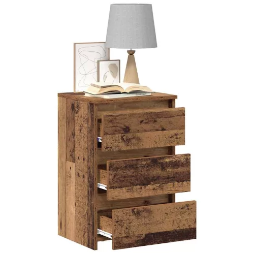2 db antik fa színű szerelt fa éjjeliszekrény 40x35x62,5 cm