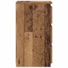 2 db antik fa színű szerelt fa éjjeliszekrény 40x35x62,5 cm