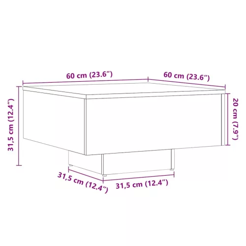 Antik fa színű szerelt fa dohányzóasztal 60 x 60 x 31,5 cm