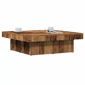Antik fa színű szerelt fa dohányzóasztal 90 x 90 x 28 cm