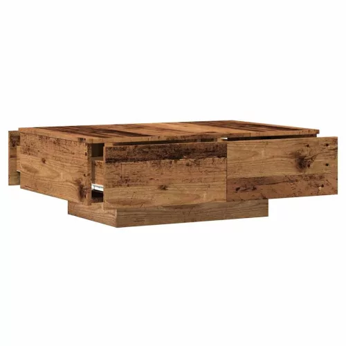 Antik fa színű szerelt fa dohányzóasztal 90 x 60 x 31 cm