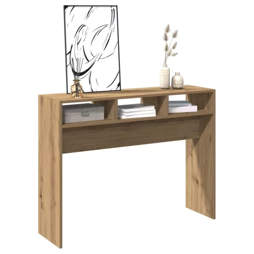Kézműves tölgy színű szerelt fa dohányzóasztal 105x30x80 cm