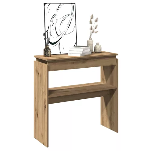 Kézműves tölgy színű szerelt fa dohányzóasztal 80 x 30 x 80 cm