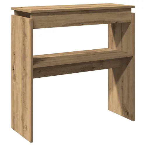 Kézműves tölgy színű szerelt fa dohányzóasztal 80 x 30 x 80 cm