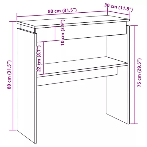 Kézműves tölgy színű szerelt fa dohányzóasztal 80 x 30 x 80 cm