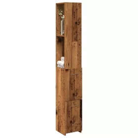   Antik fa színű szerelt fa fürdőszobaszekrény 25x25x170 cm