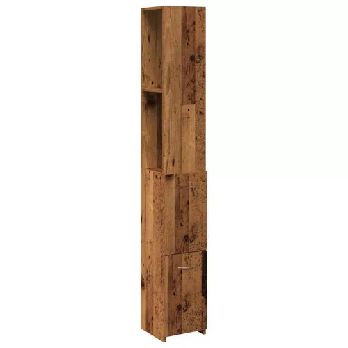 Antik fa színű szerelt fa fürdőszobaszekrény 25x25x170 cm