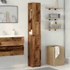 Antik fa színű szerelt fa fürdőszobaszekrény 25x25x170 cm