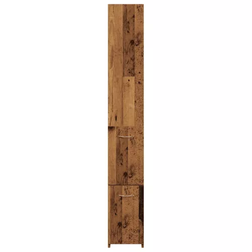 Antik fa színű szerelt fa fürdőszobaszekrény 25x25x170 cm
