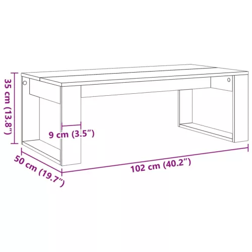 Antik fa színű szerelt fa dohányzóasztal 102 x 50 x 35 cm