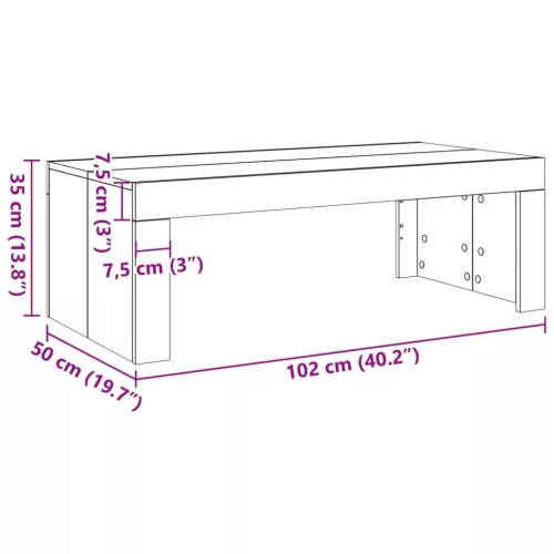 Antik fa színű szerelt fa dohányzóasztal 102 x 50 x 35 cm