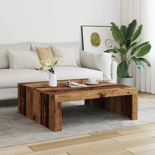 Antik fa színű szerelt fa dohányzóasztal 100 x 100 x 35 cm