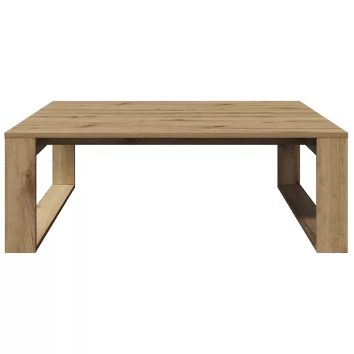 Kézműves tölgy színű szerelt fa dohányzóasztal 100 x 100 x 35cm