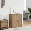 Kézműves tölgy színű szerelt fa cipősszekrény 60 x 35 x 70 cm
