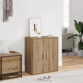   Kézműves tölgy színű szerelt fa cipősszekrény 60 x 35 x 70 cm