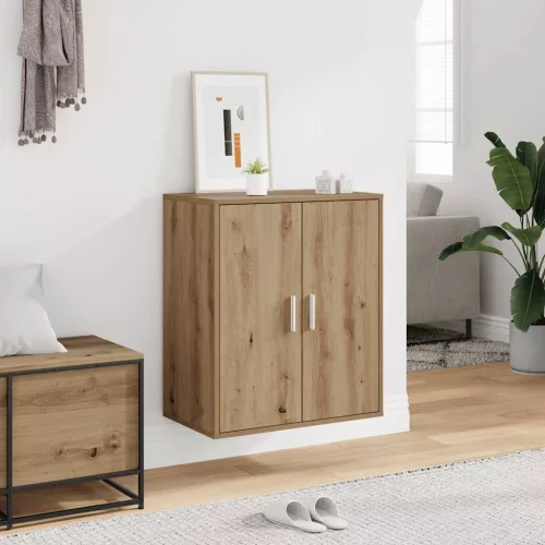 Kézműves tölgy színű szerelt fa cipősszekrény 60 x 35 x 70 cm