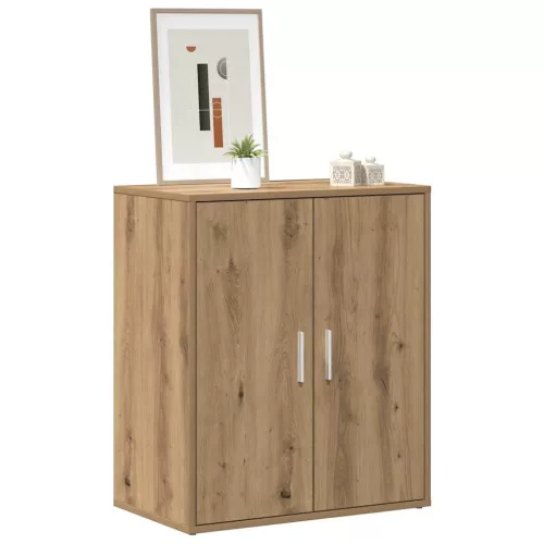 Kézműves tölgy színű szerelt fa cipősszekrény 60 x 35 x 70 cm