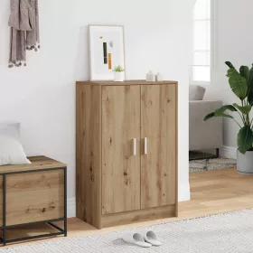   Kézműves tölgy színű szerelt fa cipősszekrény 60 x 35 x 92 cm