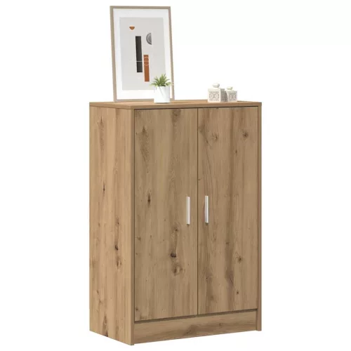 Kézműves tölgy színű szerelt fa cipősszekrény 60 x 35 x 92 cm