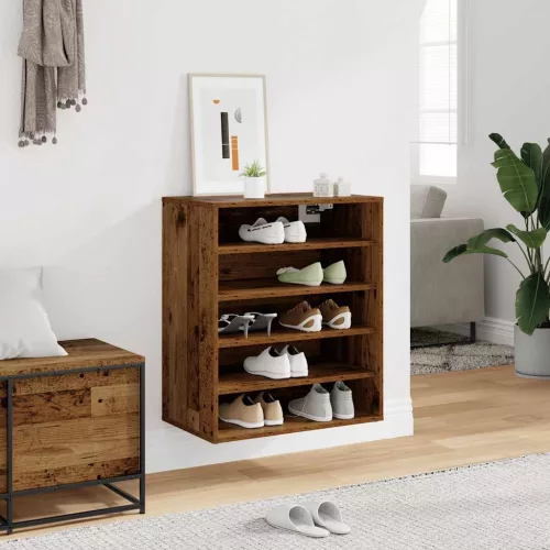 Antik fa színű szerelt fa cipősszekrény 60 x 35 x 70 cm