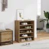 Kézműves tölgy színű szerelt fa cipősszekrény 60 x 35 x 70 cm