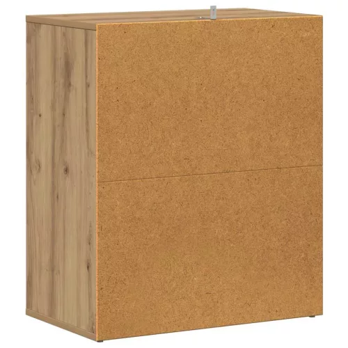 Kézműves tölgy színű szerelt fa cipősszekrény 60 x 35 x 70 cm
