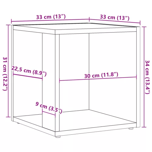 Antik fa színű szerelt fa kisasztal 33 x 33 x 34 cm