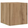 Kézműves tölgy színű szerelt fa kisszekrény 33 x 33 x 34 cm