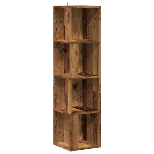 Antik fa színű szerelt fa sarokszekrény 33 x 33 x 132 cm