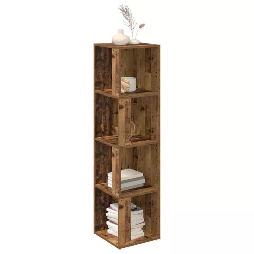 Antik fa színű szerelt fa sarokszekrény 33 x 33 x 132 cm