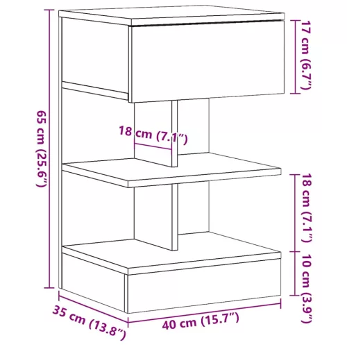 Éjjeliszekrények 2 db Régi fa 40x35x65 cm Gépesített fa